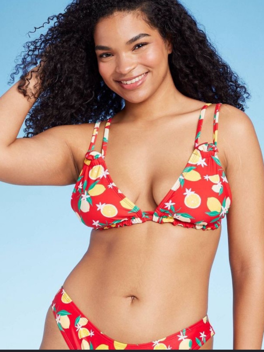 Wild Fable Lemon 2 Piece Strappy Bikini Swimsuit High Cut Triangle